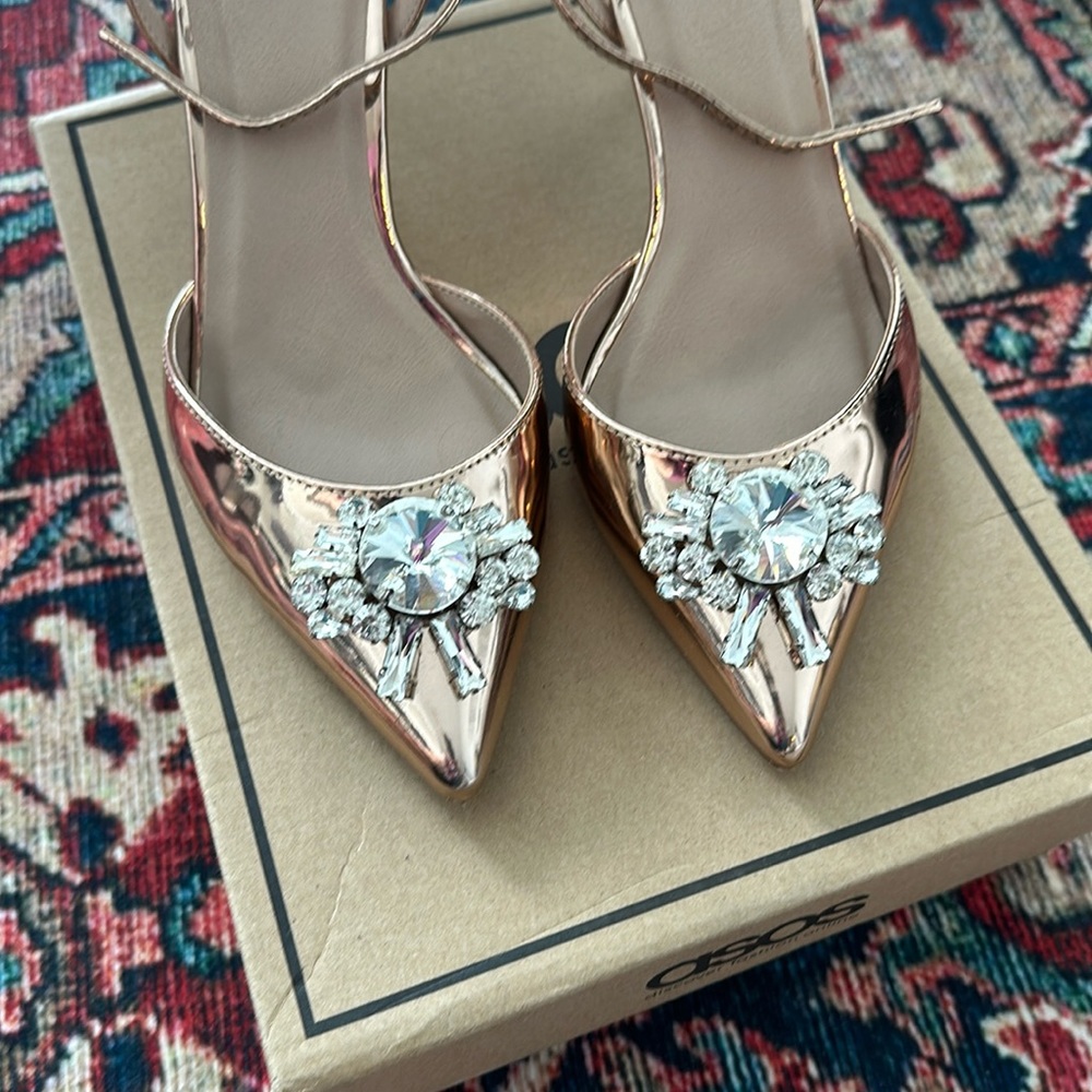 ASOS rose gold pumps w/crystals IN BOX